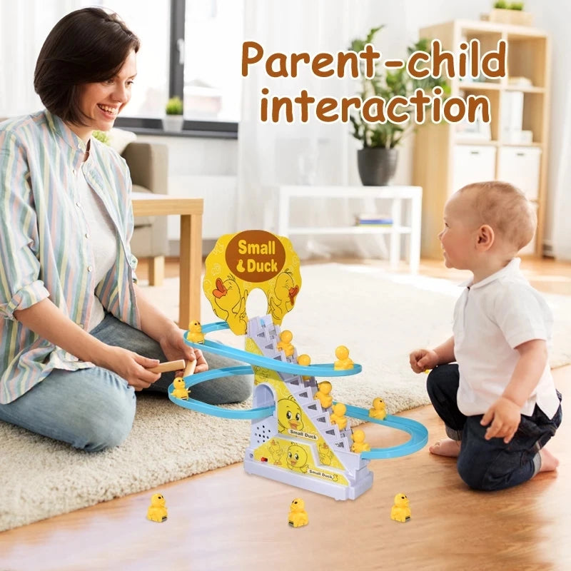 Children's ducklings climb stairs, cute ducks climb stairs, baby electric singing toys, duck slides - All Niche Drop