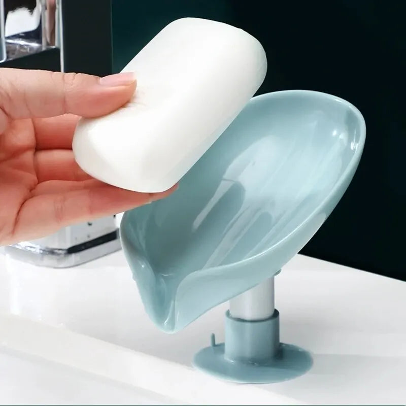 2pcs Drain Soap Holder Leaf Shape Soap Box Suction Cup Tray Drying Rack for Shower Sponge Container Kitchen Bathroom Accessories - All Niche Drop