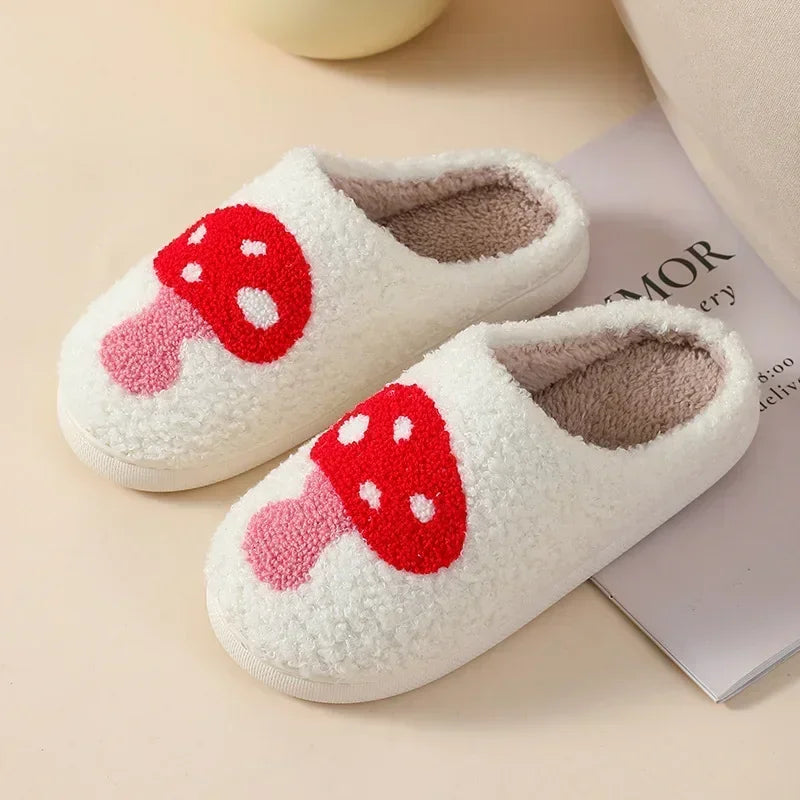Blue evil eye design slippers for winter warmth and style