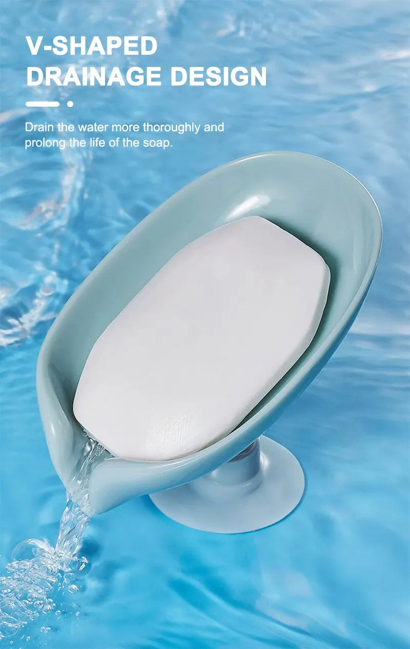 2pcs Drain Soap Holder Leaf Shape Soap Box Suction Cup Tray Drying Rack for Shower Sponge Container Kitchen Bathroom Accessories - All Niche Drop