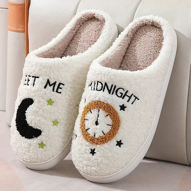 Plush indoor shoes with Ghost Face design for men and women