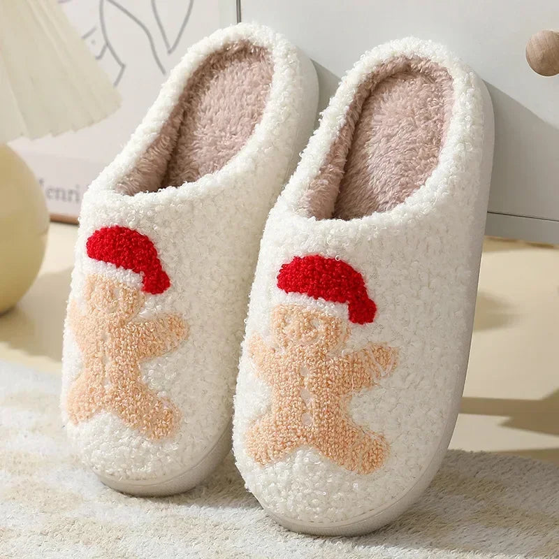 Non-slip winter slippers with blue evil eye detail