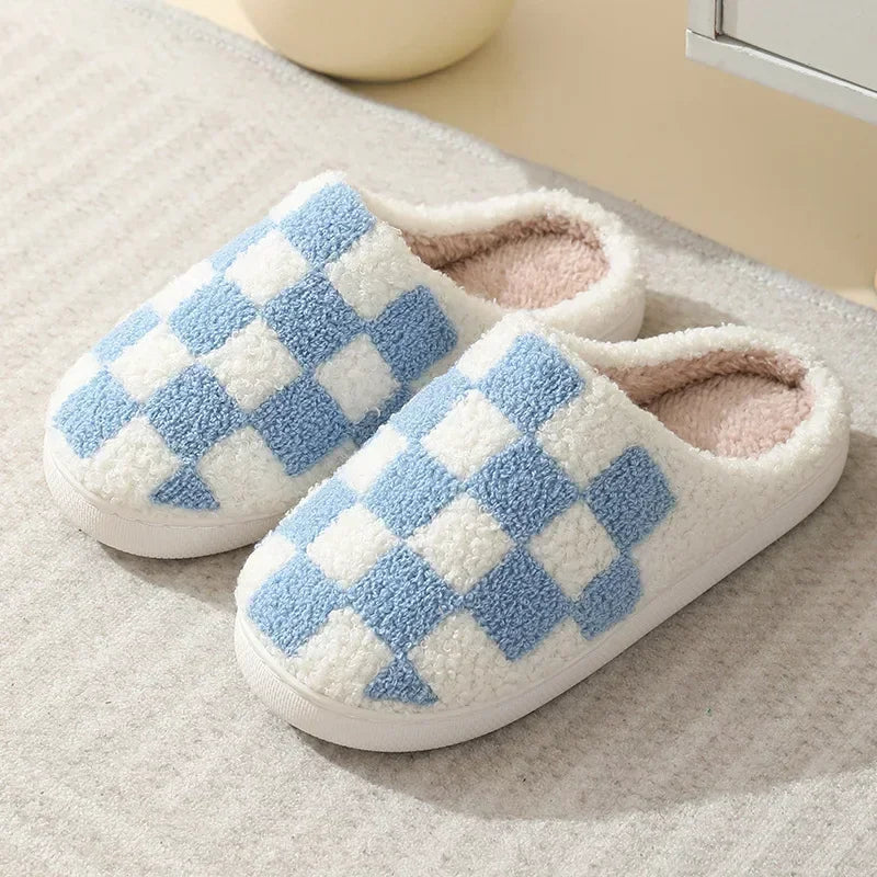 Blue evil eye Ghost Face fuzzy slippers for winter warmth
