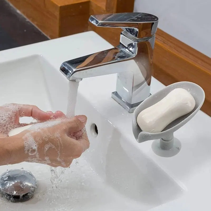 2pcs Drain Soap Holder Leaf Shape Soap Box Suction Cup Tray Drying Rack for Shower Sponge Container Kitchen Bathroom Accessories - All Niche Drop