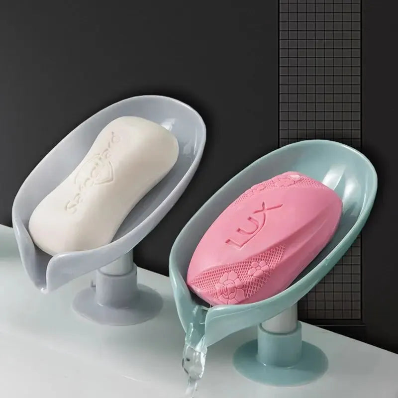 2pcs Drain Soap Holder Leaf Shape Soap Box Suction Cup Tray Drying Rack for Shower Sponge Container Kitchen Bathroom Accessories - All Niche Drop