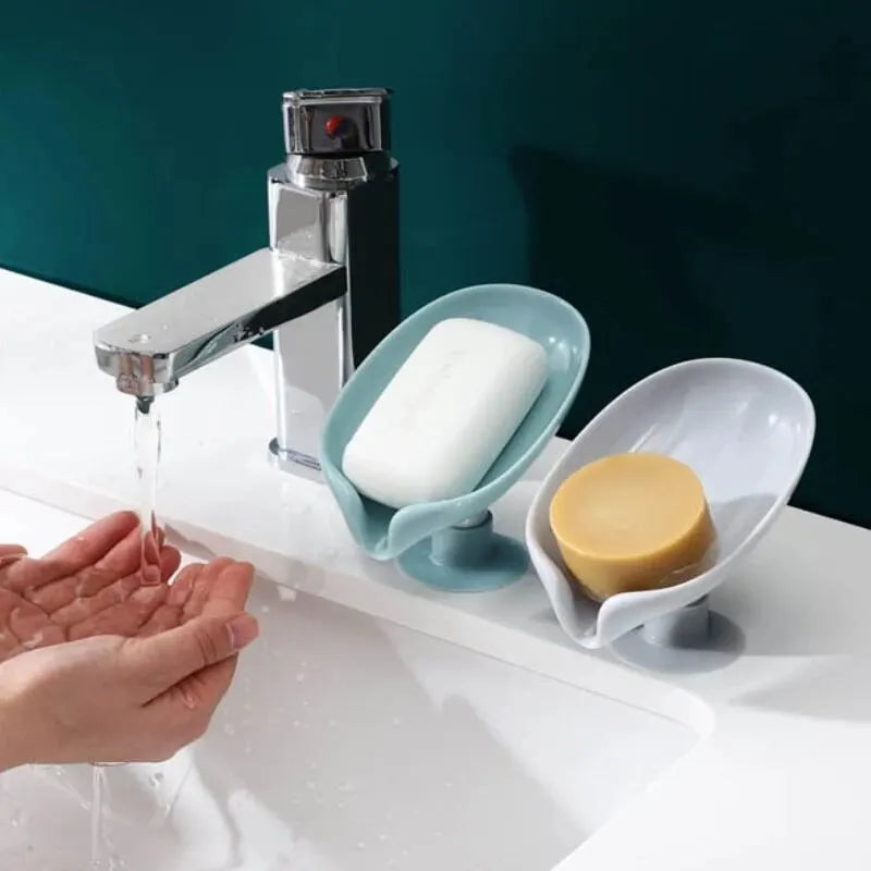 2pcs Drain Soap Holder Leaf Shape Soap Box Suction Cup Tray Drying Rack for Shower Sponge Container Kitchen Bathroom Accessories - All Niche Drop