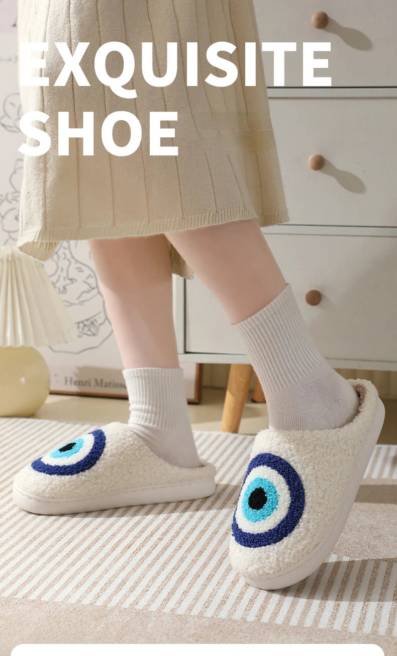Soft and warm indoor shoes with Ghost Face and evil eye details