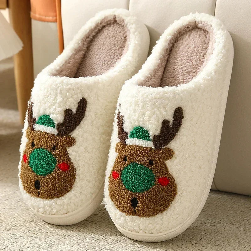Blue evil eye winter slippers with plush comfort
