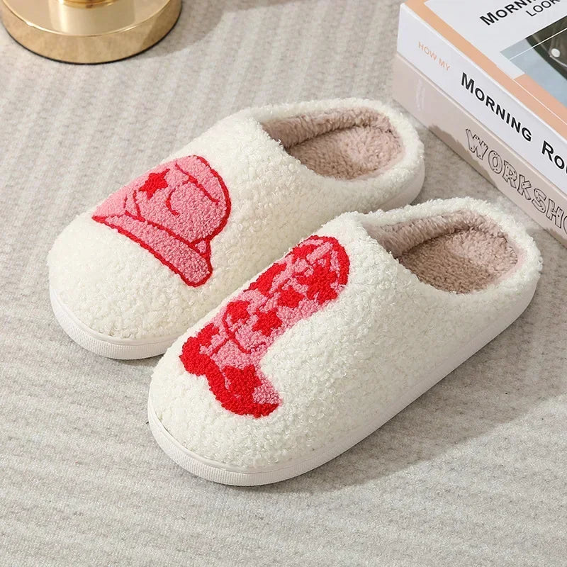 Warm fuzzy slippers for men and women with anti-slip soles