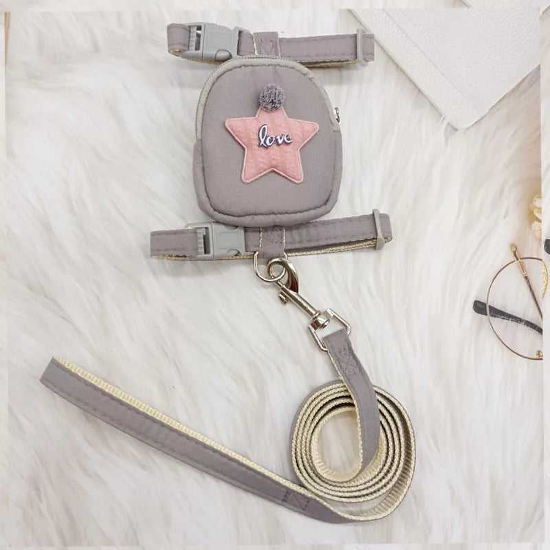 Adjustable Pet Knapsack Traction Rope Chest Strap Collar Suit 14:691#grey;5:361386#M 9 $ All Niche Drop All Niche Drop