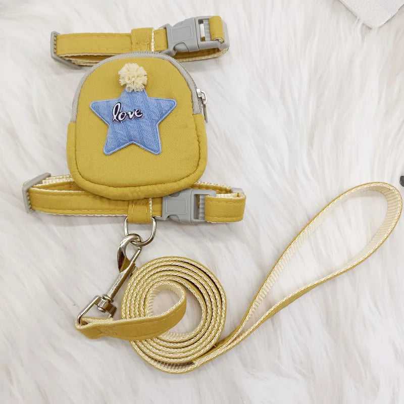 Adjustable Pet Knapsack Traction Rope Chest Strap Collar Suit 14:691#grey;5:361386#M 9 $ All Niche Drop All Niche Drop