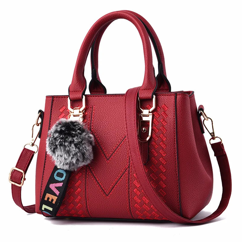 Women's Embroidery Messenger Bag – Stylish Handbag with Hairball Accent for Everyday Use. - All Niche Drop