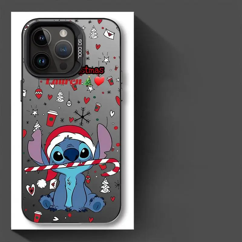 Stitch Christmas iPhone Case - Official Disney Design, Fits iPhone 15-8/Plus/XS MAX, Matte Finish