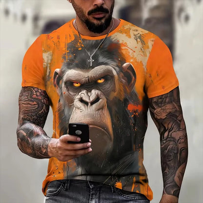 Hot Sell Summer Men Clothing 3d Printai Rendering Animal Men T-Shirt, Men Casual Hip Hop Sports T Shirt Men Short Sleeve T Shirt - All Niche Drop