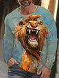 Funny 3D Animal Print Mens T Shirt Hip Hop Trend Harajuku Street Clothes Autumn Loose Top Fashion Cotton Long Sleeve T-shirt Men - All Niche Drop