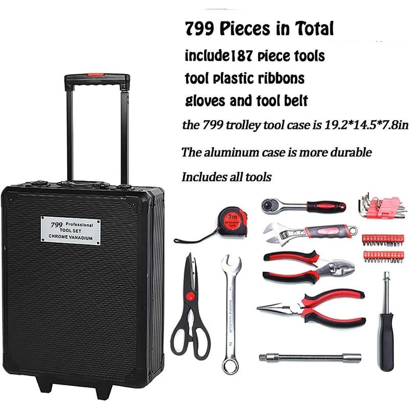 799pcs Aluminum Trolley Case Tool Set - All Niche Drop