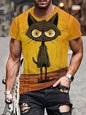 Funny Cat Pattern T-Shirt For Men Personality Animal 3D Printed T Shirts Summer Loose Short Sleeved Tops Casual Round Neck Tees - All Niche Drop