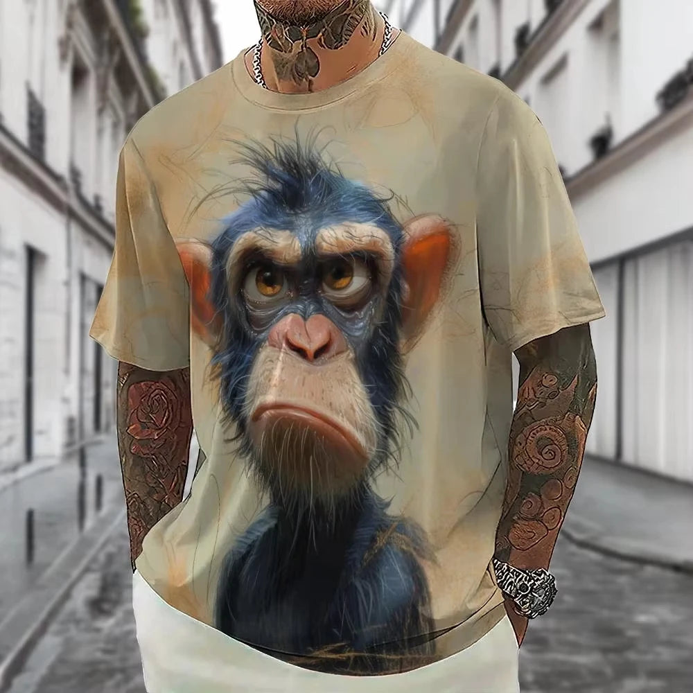 Hot Sell Summer Men Clothing 3d Printai Rendering Animal Men T-Shirt, Men Casual Hip Hop Sports T Shirt Men Short Sleeve T Shirt - All Niche Drop