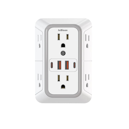 US Plug Power Strip with 6 AC Outlets 4 USB Port(2 Type C)
