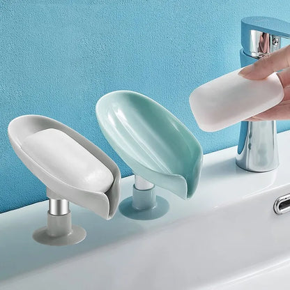 2pcs Drain Soap Holder Leaf Shape Soap Box Suction Cup Tray Drying Rack for Shower Sponge Container Kitchen Bathroom Accessories - All Niche Drop