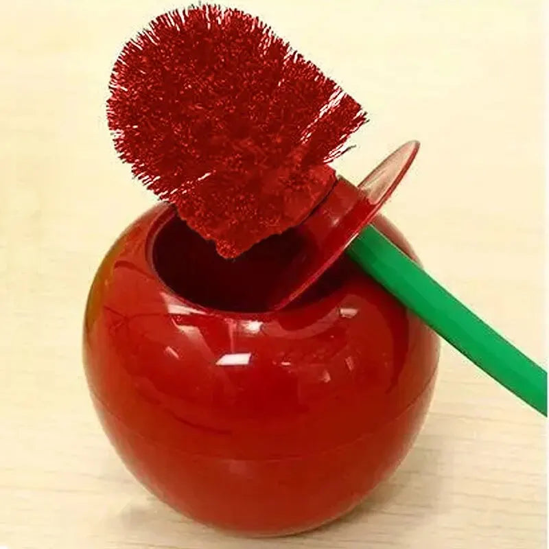 1pc Red Toilet Brush Creative Lovely Cherry Shape Lavatory Toilet Brush Holder Set Toilet Holder Bathroom Accessories - All Niche Drop