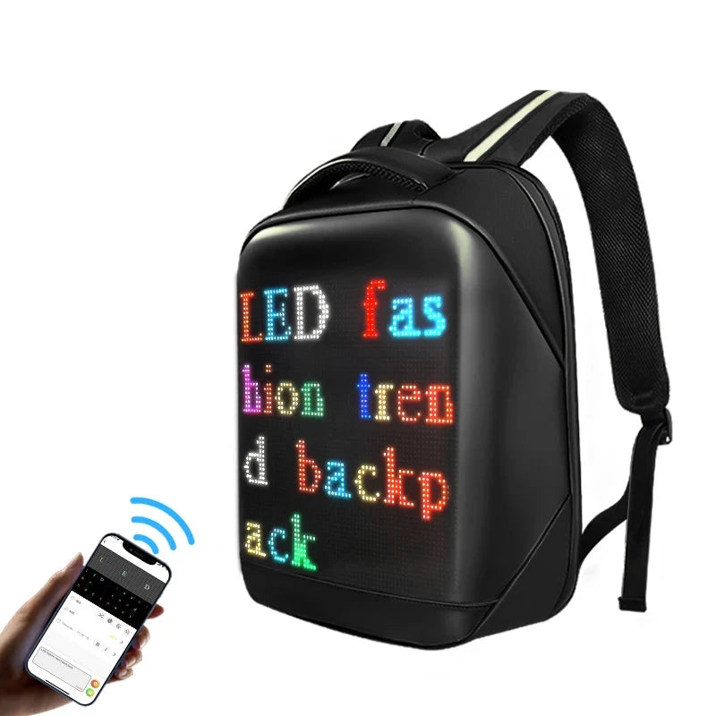 LED Luminous Display 64 x 64 dots Pixel Backpack - All Niche Drop