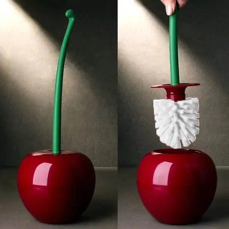 1pc Red Toilet Brush Creative Lovely Cherry Shape Lavatory Toilet Brush Holder Set Toilet Holder Bathroom Accessories - All Niche Drop