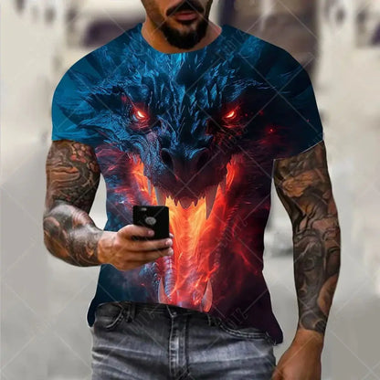 Dragon Pattern Men's T-shirt Fashion 3d Printed T Shirt Animal Short-sleeved Oversized Streetwear Tees Summer Casual Men's Tops - All Niche Drop