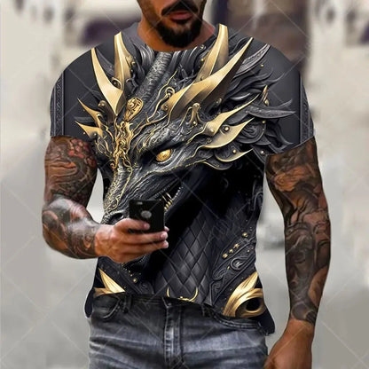 Dragon Pattern Men's T-shirt Fashion 3d Printed T Shirt Animal Short-sleeved Oversized Streetwear Tees Summer Casual Men's Tops - All Niche Drop