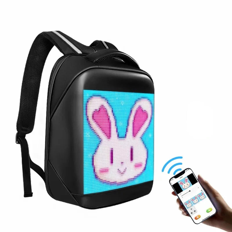 LED Luminous Display 64 x 64 dots Pixel Backpack - All Niche Drop