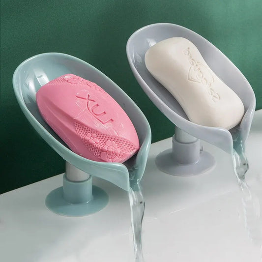 2pcs Drain Soap Holder Leaf Shape Soap Box Suction Cup Tray Drying Rack for Shower Sponge Container Kitchen Bathroom Accessories - All Niche Drop