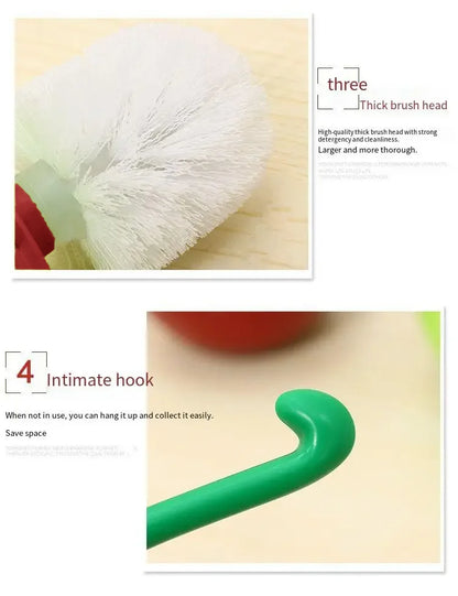 1pc Red Toilet Brush Creative Lovely Cherry Shape Lavatory Toilet Brush Holder Set Toilet Holder Bathroom Accessories - All Niche Drop