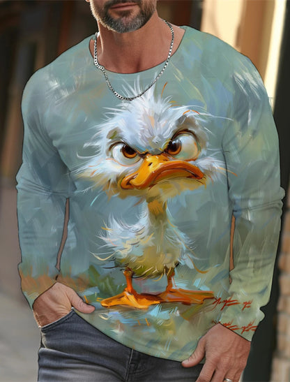 Funny 3D Animal Print Mens T Shirt Hip Hop Trend Harajuku Street Clothes Autumn Loose Top Fashion Cotton Long Sleeve T-shirt Men - All Niche Drop