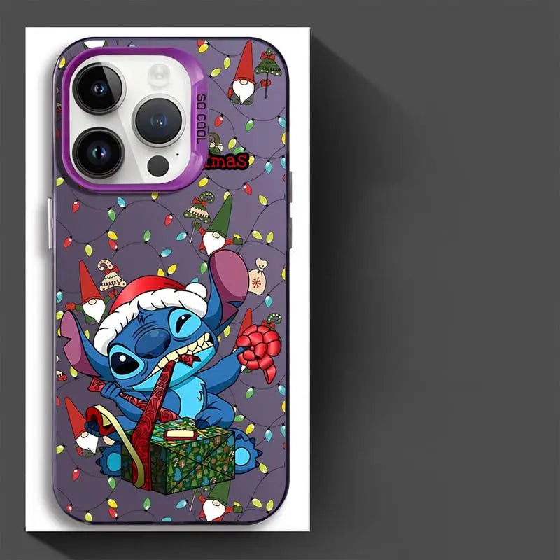 Stitch Christmas iPhone Case - Official Disney Design, Fits iPhone 15-8/Plus/XS MAX, Matte Finish