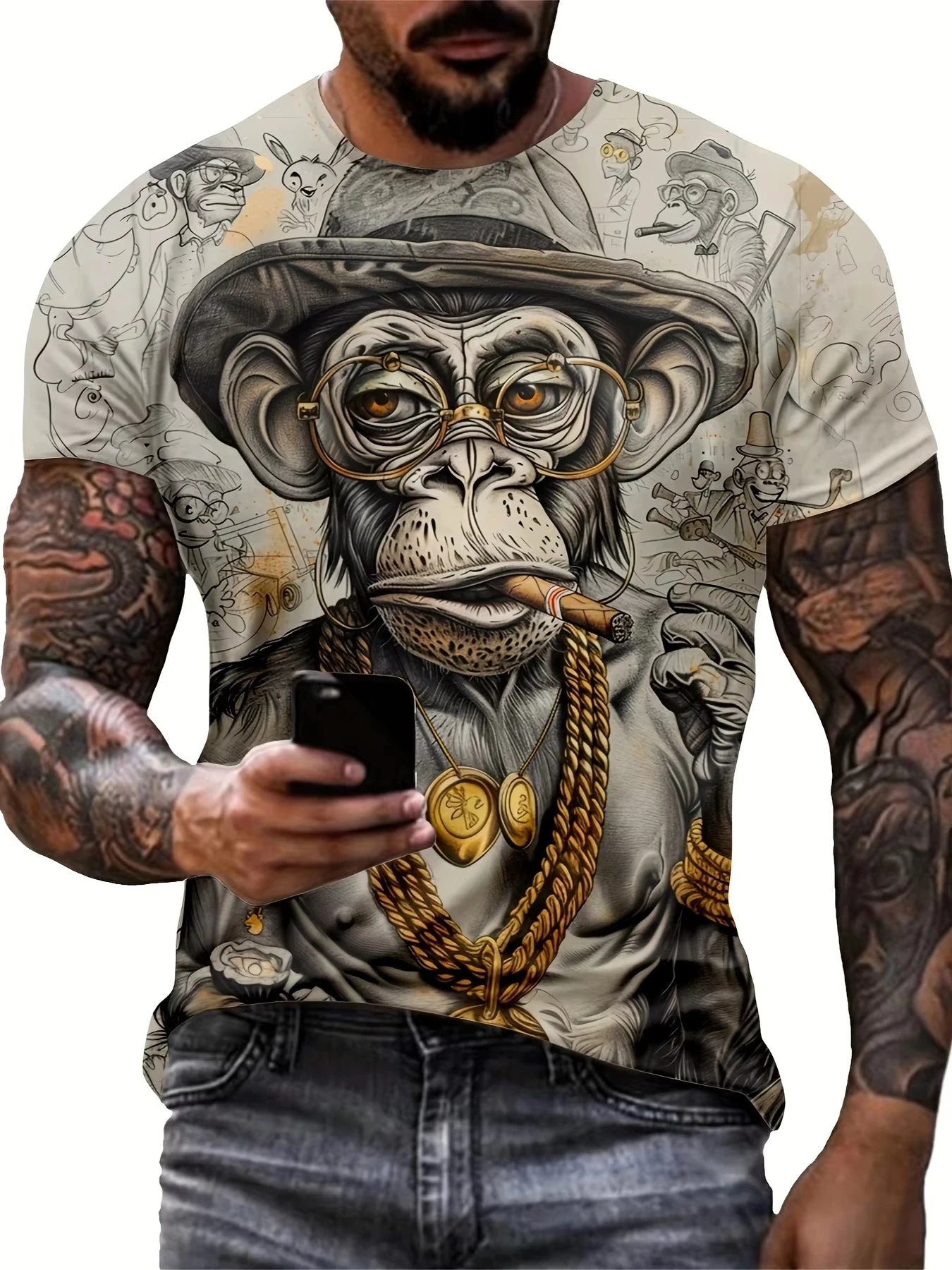 Hot Sell Summer Men Clothing 3d Printai Rendering Animal Men T-Shirt, Men Casual Hip Hop Sports T Shirt Men Short Sleeve T Shirt - All Niche Drop