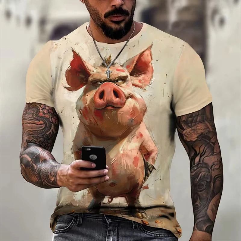Hot Sell Summer Men Clothing 3d Printai Rendering Animal Men T-Shirt, Men Casual Hip Hop Sports T Shirt Men Short Sleeve T Shirt - All Niche Drop