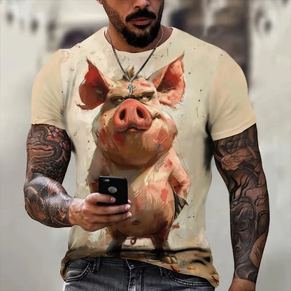 Hot Sell Summer Men Clothing 3d Printai Rendering Animal Men T-Shirt, Men Casual Hip Hop Sports T Shirt Men Short Sleeve T Shirt - All Niche Drop