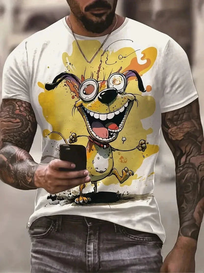 Funny Cat Pattern T-Shirt For Men Personality Animal 3D Printed T Shirts Summer Loose Short Sleeved Tops Casual Round Neck Tees - All Niche Drop