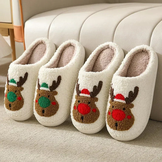 Ghost Face fuzzy slippers with blue evil eye design