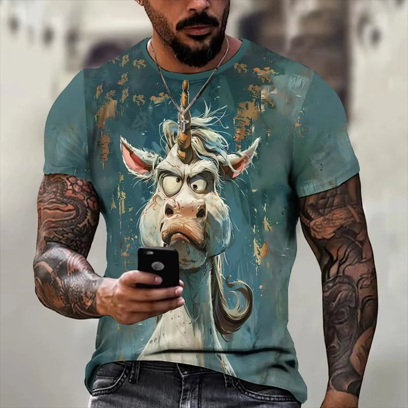 Hot Sell Summer Men Clothing 3d Printai Rendering Animal Men T-Shirt, Men Casual Hip Hop Sports T Shirt Men Short Sleeve T Shirt - All Niche Drop