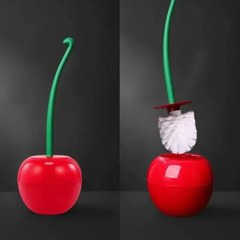 1pc Red Toilet Brush Creative Lovely Cherry Shape Lavatory Toilet Brush Holder Set Toilet Holder Bathroom Accessories - All Niche Drop