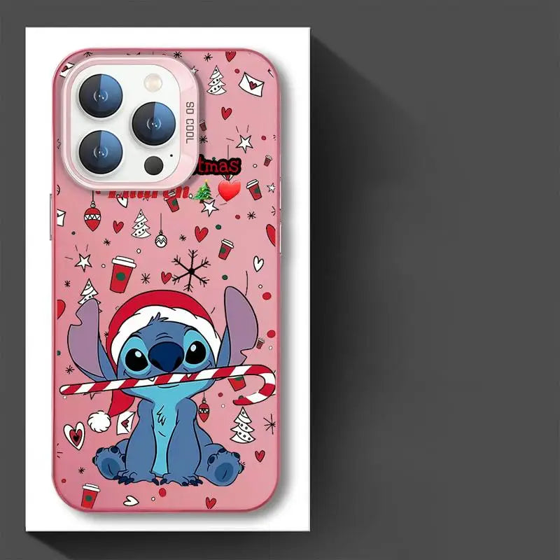 Stitch Christmas iPhone Case - Official Disney Design, Fits iPhone 15-8/Plus/XS MAX, Matte Finish - All Niche Drop
